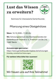 Einladung zum Seminar: Pflanzung eines Obstgehölzes